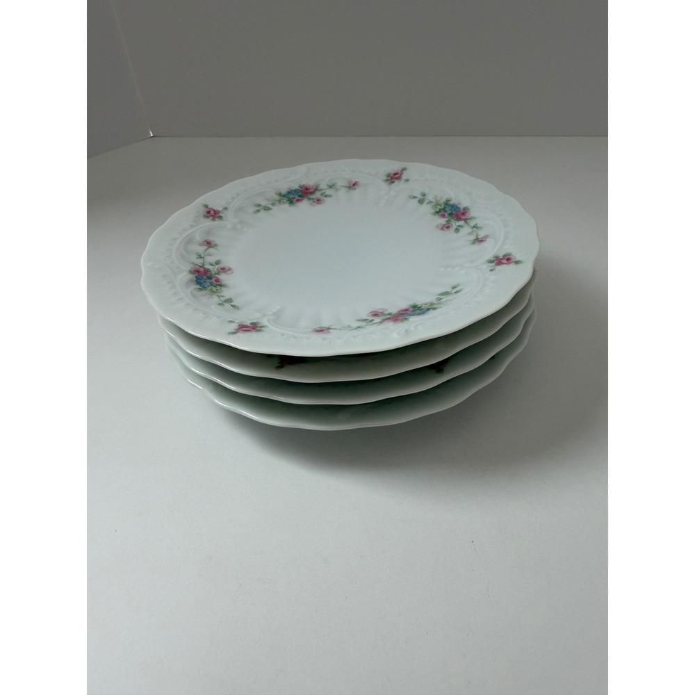 Limoges France Chastagner & Cie Bread Plates Set of 4 6.5" White Floral Rose - Picture 9 of 9